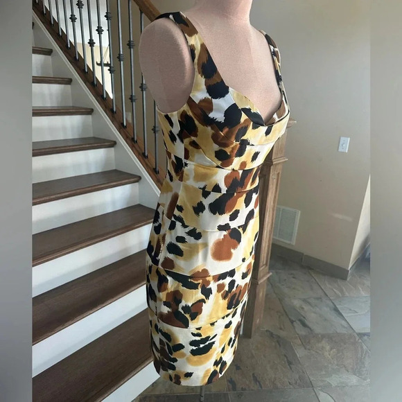 London Times Leopard Print Bodycon Cocktail Party Dress Sleeveless Size 4 - Picture 5 of 11